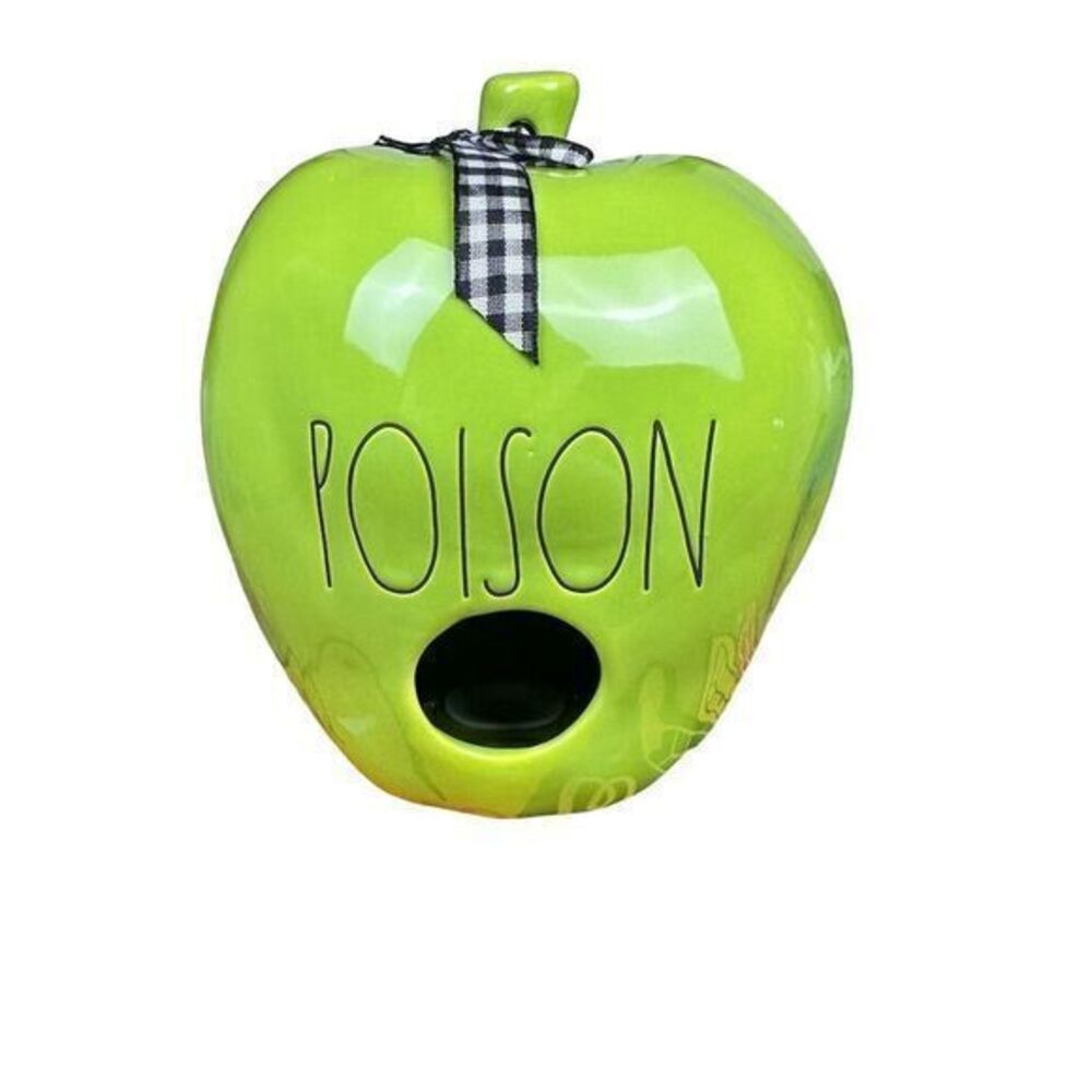 NWT Rae Dunn Green Poison‎ Apple Halloween Birdhouse Whimsical Decor